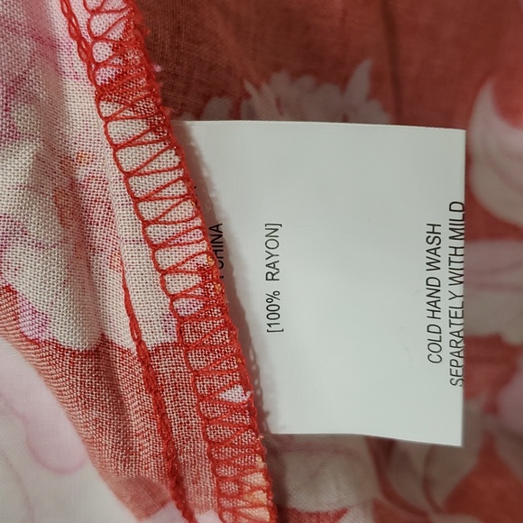 EBBy anD I . One shoulder Tropical Floral Dress. Midi. Red with pink. Size 10 - Picture 6 of 6